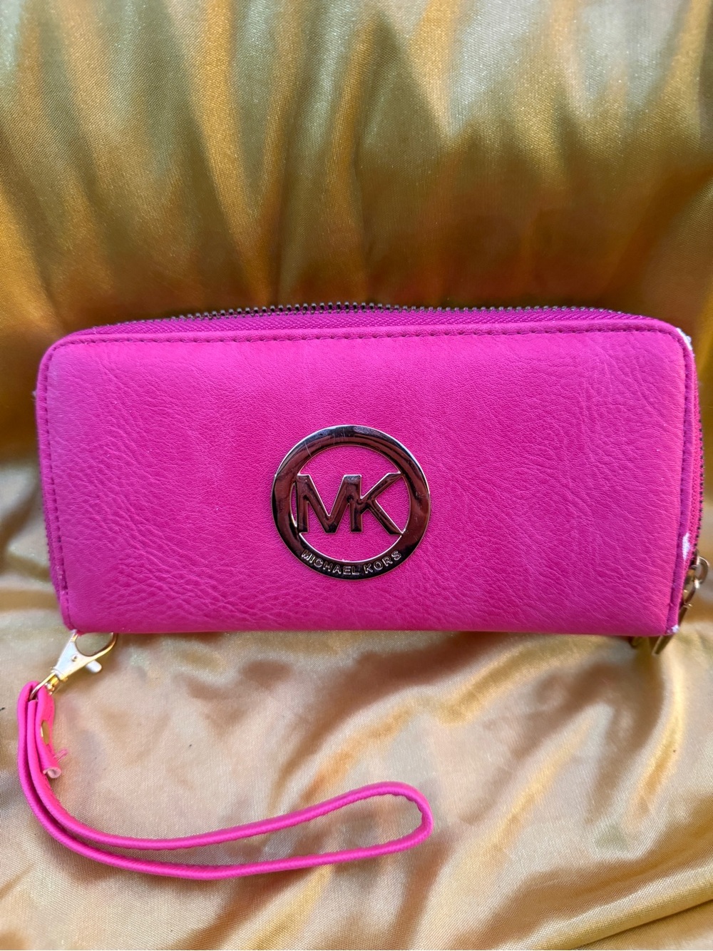 Michael Kors Hot Pink Zip-Around Wristlet